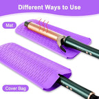 Shappy 2 Pcs Heat Resistant Hair Tools Bag Curling Iron Travel Case Cover Neoprene Flat Iron Holder Travel Case and Silicone Mat Pouch for Hot Hair Tools Storage Organizer(Mandragora)