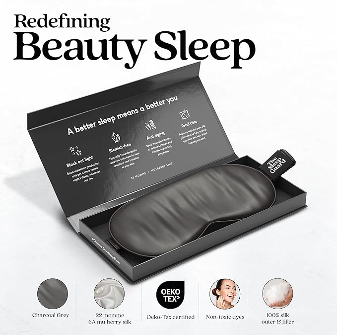 Pure Silk Sleep Mask Light Blocking Travel Essentials. Eye Masks - Image 2