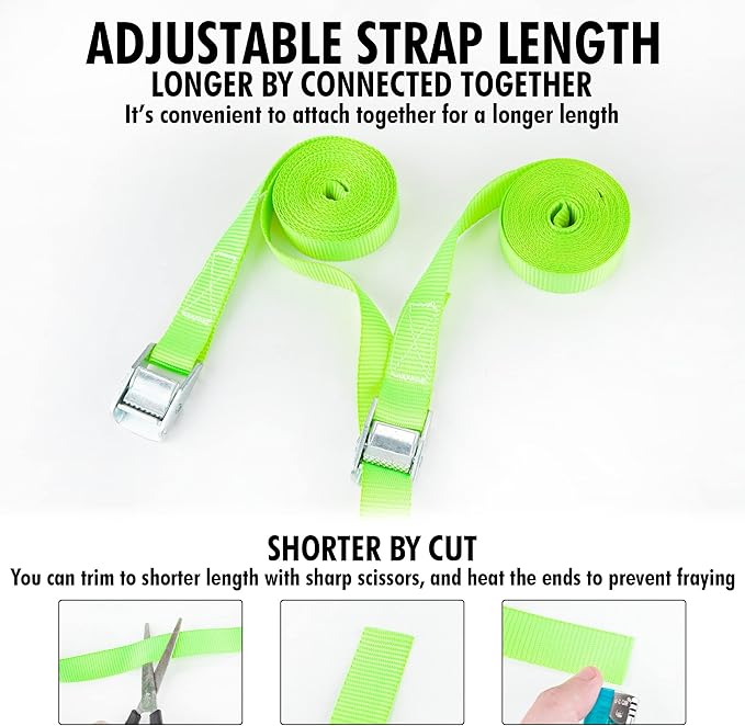 Cartman 1" x 12'Lashing Straps Cargo Tie-Down Strap Up to 600lbs, 6pk in Carry - Image 5