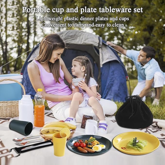 Evanda Camping Cutlery Set, Reusable Light Weight Mug, Plate and Stainless - Image 3