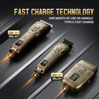 BESTBOMG® Hair Clippers for Men, Professional Hair Clippers, Beard Trimmer& Rechargeable Shaver Set, Metal T-Blade, LED Display, Barber Hair Cutting Kit for Men Grooming & Gifts, BS-807E (Bronze)