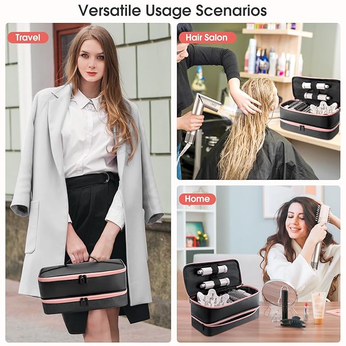Travel Carrying Case for Hair Dryer for Shark FlexStyle Hair Dryer Bag Double-Layer Beauty Styler Organizer Hair Tool Storage Bag Hairdryer Accessories Black Case