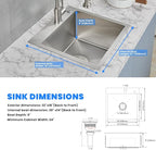 POPFLY 22 Inch Kitchen Sink, 22 x 18 Inch Drop in 18 Gauge Stainless Steel - Image 7