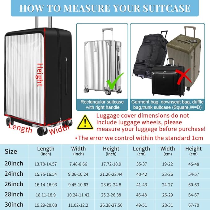 Yotako Upgraded Zippered Transparent PVC Suitcase Cover, No Disassembly - Image 5
