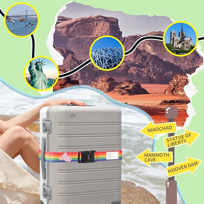 Adjustable Luggage Straps with Combination Lock – 4 Pack Bright Colors - Image 3