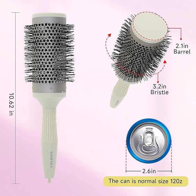 Fast Dry Round Brush with Ceramic Ion Thermal Barrel and Nylon Bristles,Argan oil Round Hair Brush for Blow Drying,Styling,Curling,Straightening, Perfect Styling .for All Hair Types-53mm