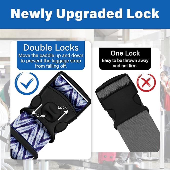 2 Pack Luggage Straps for Suitcases, Adjustable Travel Belt - Image 2