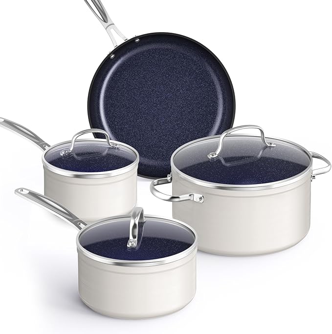Nuwave Healthy Duralon Blue Ceramic Nonstick Coated 7pc Cookware Set, by NuWave