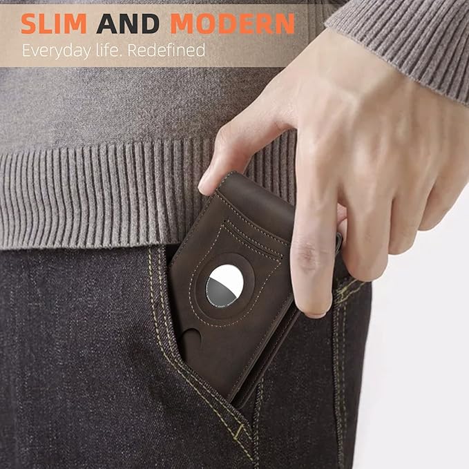 RUNBOX AirTag-Wallet-Mens-Slim-RFID Blocking Wallets Leather - Image 4