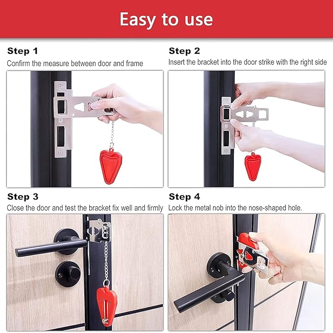 Portable Door Lock & Door Stop Alarm Set, Dual Protection Home Security Door Kit - Image 2