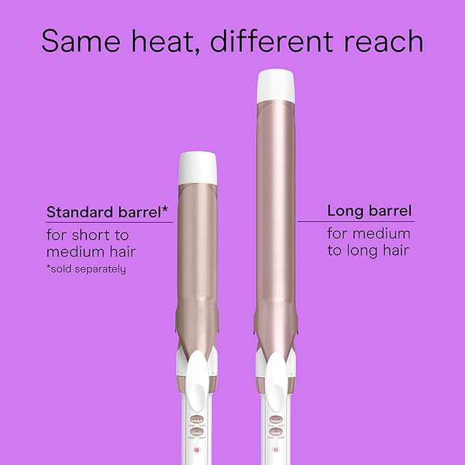 Conair Double Ceramic 1 ¼-Inch Long Barrel Curling Iron, 1¼-Inch Barrel Creates Loose Curls, Hair Curler for Use on Medium & Long Hair, White/Rose Gold