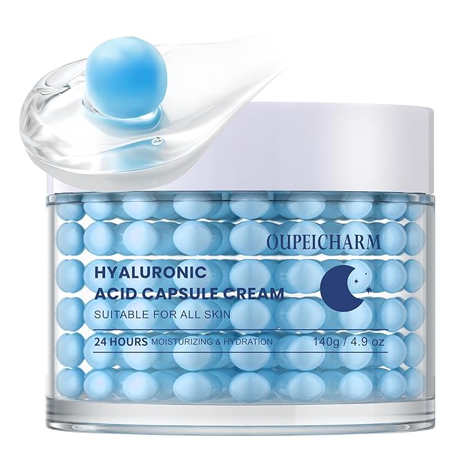 Hyaluronic Acid Capsule Face Cream,Moisturizer Capsule Facial Cream,Hydrating Night Face Cream Skincare 4.9 OZ