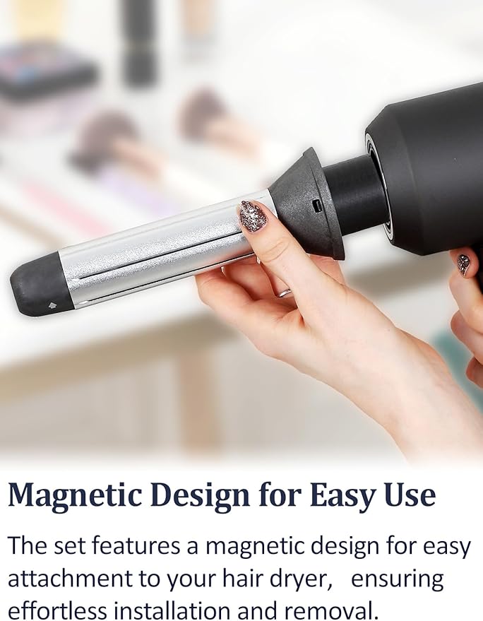 Automatic Curling Wands Attachments with 2 Curlers for Dyson Supersonic Hair Dryer Airwrap, Long Hair Waver Styling Iron Tool Blow Dryer Accessories for Women