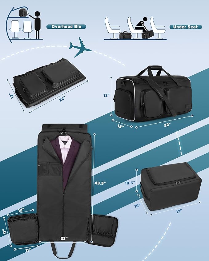 50L Convertible Garment Duffle Bag Backpack - Image 7
