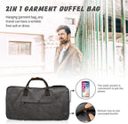 2 in 1 Canvas Leather Suit Luggage Garment Bag - Image 6