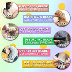 10#/4FC/5FC/7FC Silver Detachable Clipper Ceramic Blades, Dog Grooming Clipper Replacement Blades Compatible with KM Series Clippers, Most A5, Size-10#/4FC/5FC/7FC, Cut Length 1.5mm to 9.5mm, 4 Packs