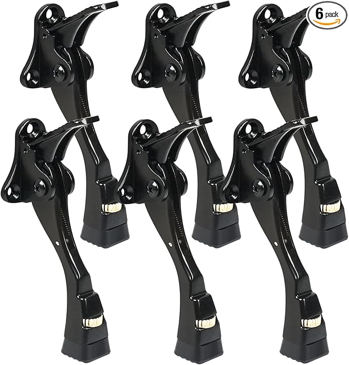 6 Packs Black Door Stops, Heavy Duty Kickdown Door Stopper, One Touch by ENYZTBI