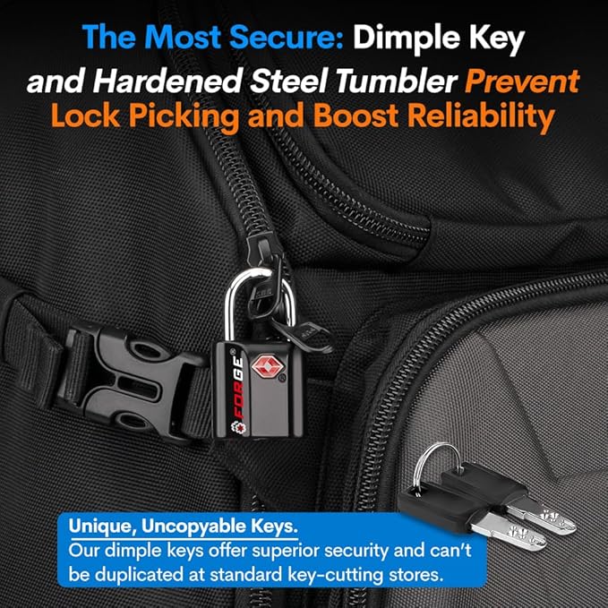 TSA Approved Luggage Locks, Ultra-Secure Dimple Key Travel Locks - Image 6