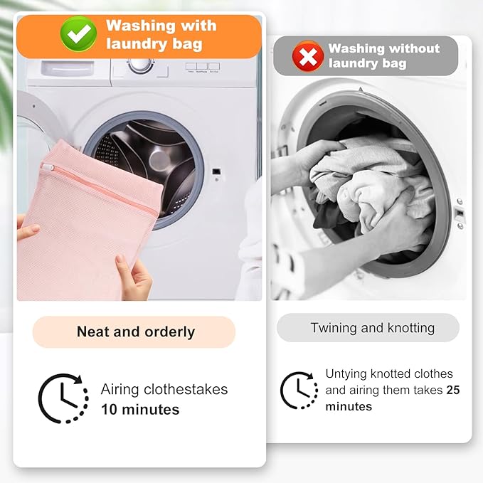 4-Piece Pink Medium Durable Organic Cotton Mesh Laundry Bags - Image 2