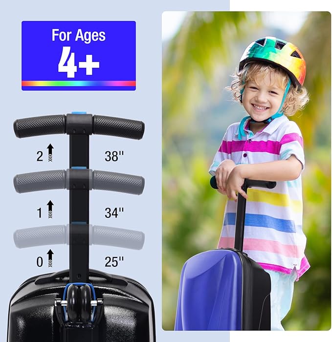 20" Scooter Suitcase for Kids, 2-in-1 Ride On Luggage - Image 6