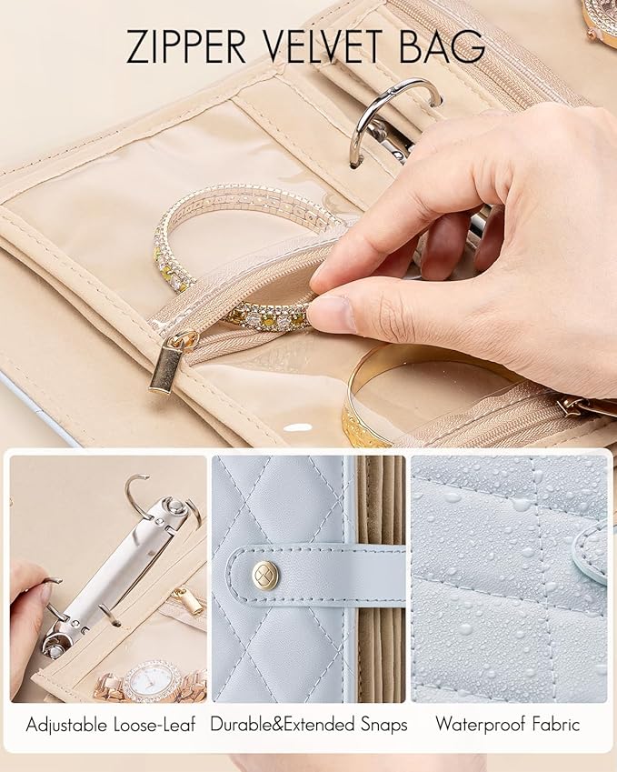 Vlando Travel Jewelry Organizer Case, Foldable Jewelry Bags Jewelry Storage - Image 3