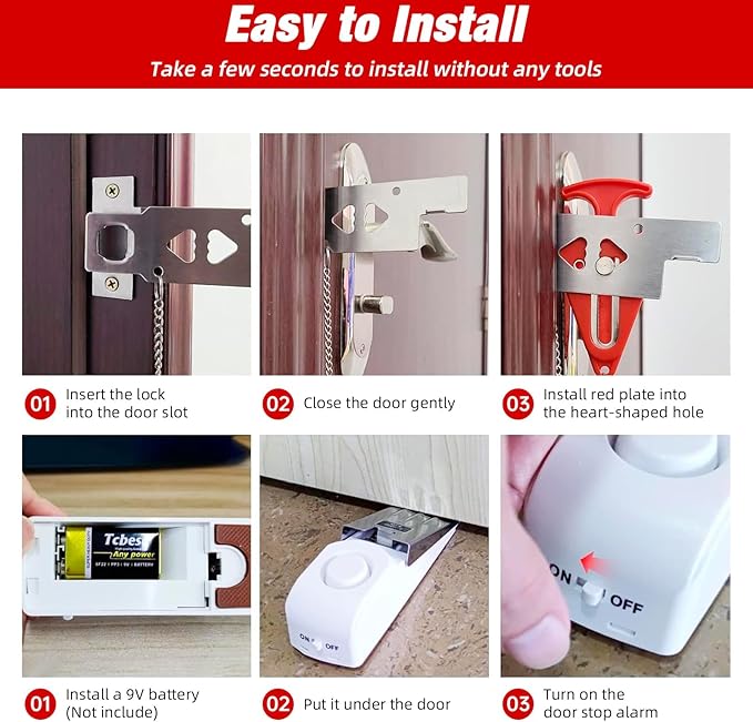 Portable Door Stop Alarm and Traveling Hotel Door Lock, No Installation Required - Image 5