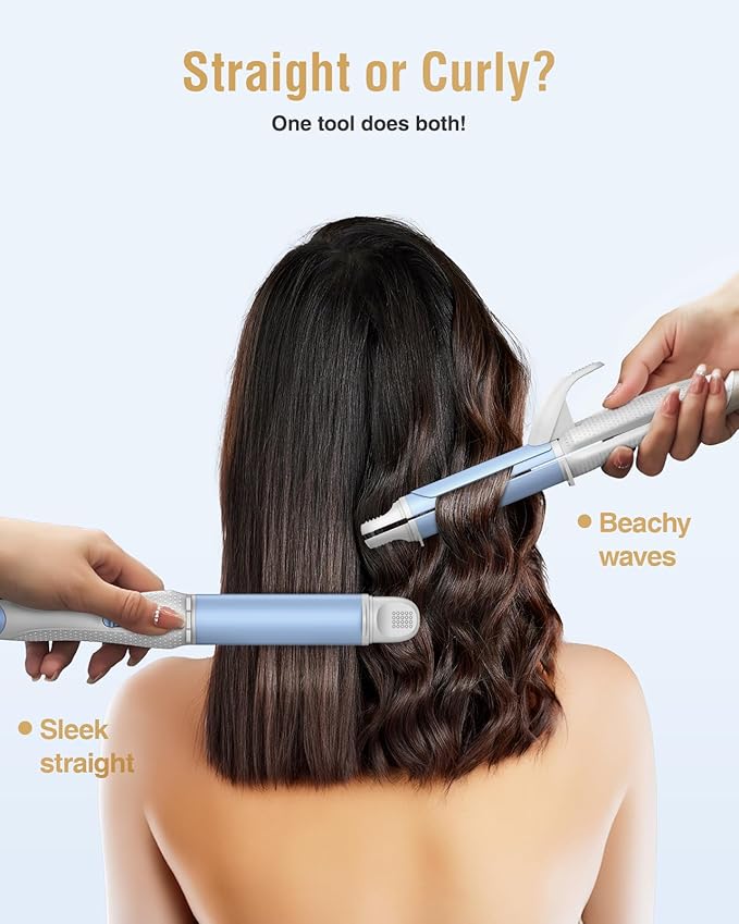 Europe Travel Curling Iron Mini: Dual Voltage Curling Iron for Traveling - Mini Travel Curling Irons 1 Inch with US Plug, Blue 390℉ for Fine/Damaged Short Hair