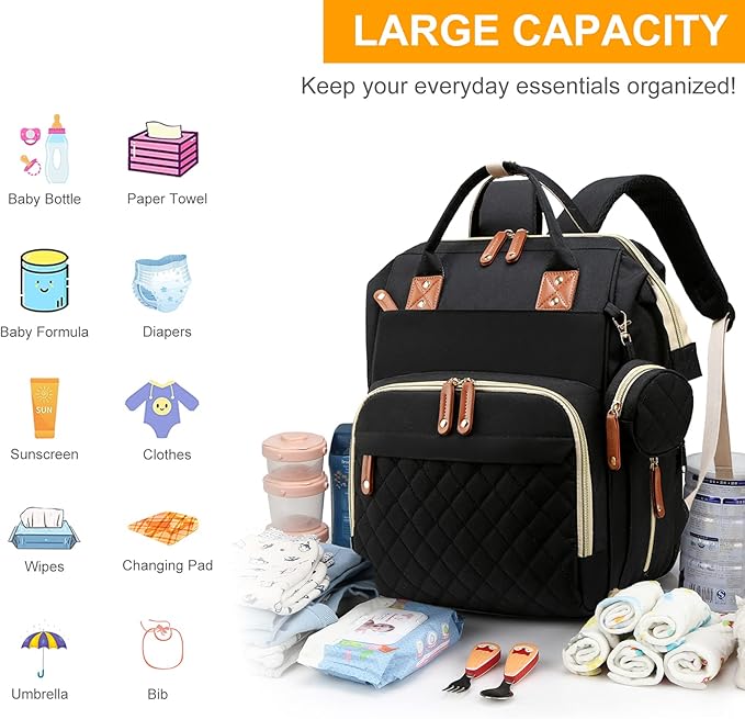 Diaper Bag with Changing Station, Waterproof 3 in 1 Baby Diaper Backpack with - Image 2