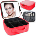 Makeup Bag with Led Mirror, Travel Makeup Organizer with 3 Color Setting by SUILU