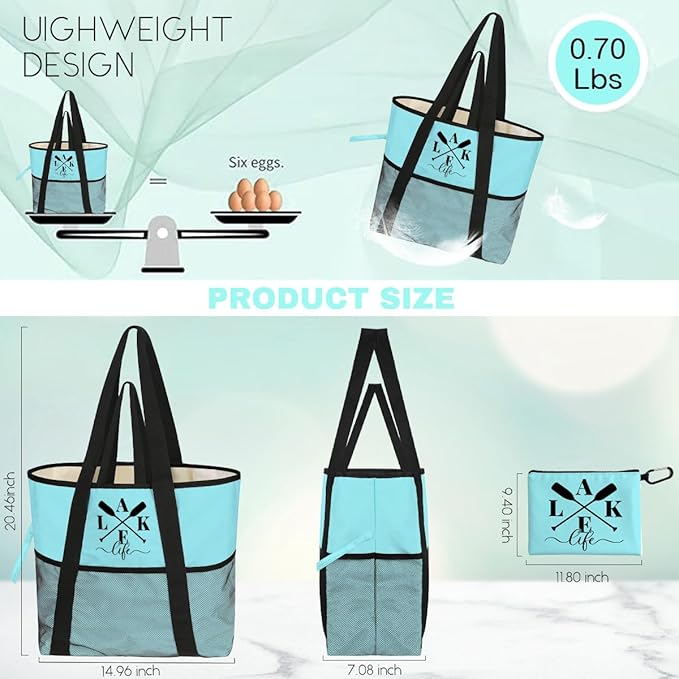 8-Pocket Waterproof Tote for Women -Sandproof Beach Bag - Image 4
