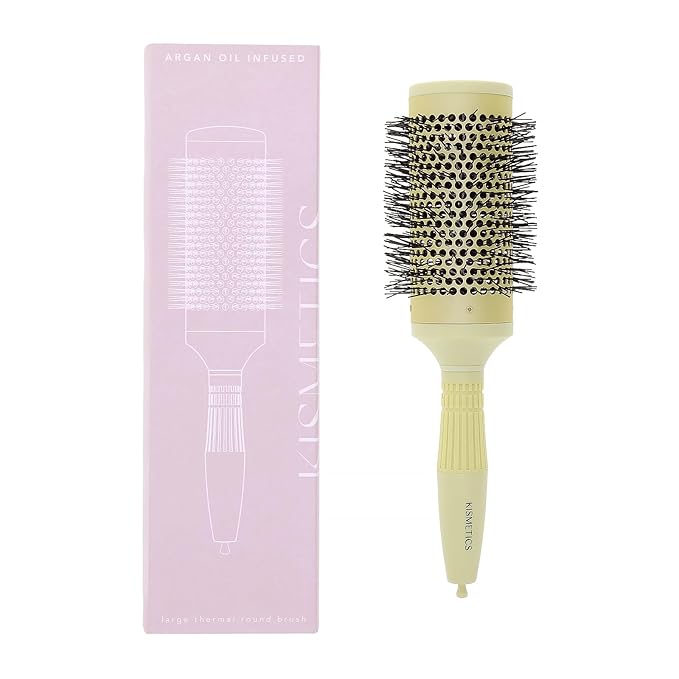 Fast Dry Round Brush with Ceramic Ion Thermal Barrel and Nylon Bristles,Argan oil Round Hair Brush for Blow Drying,Styling,Curling,Straightening, Perfect Styling .for All Hair Types-53mm