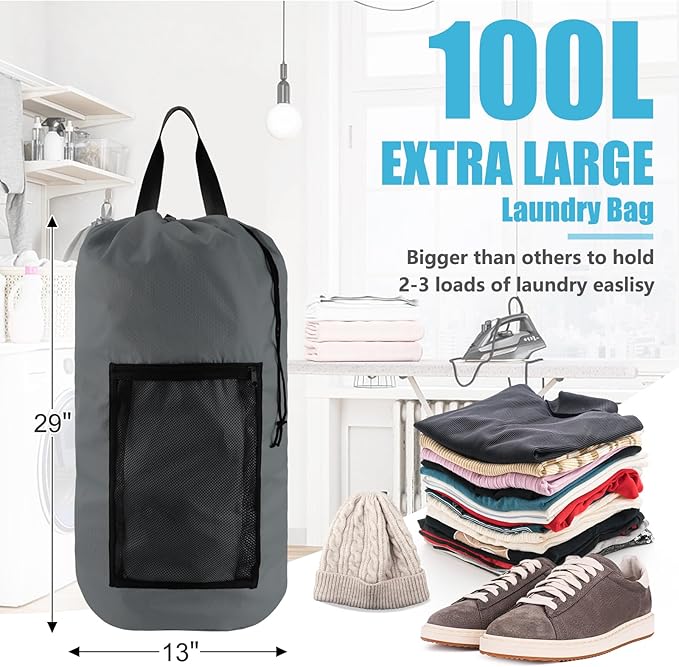 Laundry Bag Backpack, Extra Large Travel Laundry Bag - Image 3