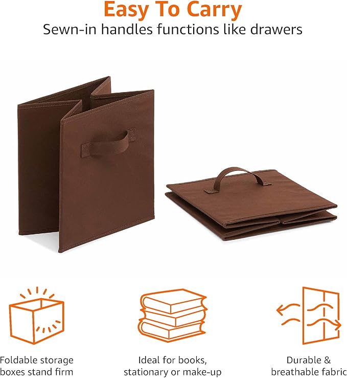 Amazon Basics Cube Organizer Storage Bins Handles, Collapsible Fabric, - Image 4
