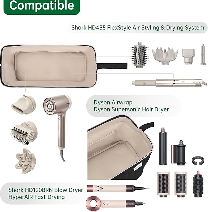 Shark Flex Style Case for Dyson Airwrap Hair Dryer Brush Revlon Hair Tools Travel Bag Carrying Case Flat Curling Iron Organizer (Black)