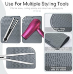Flat Iron Heat Resistant Silicone Mat for Curling Iron, Hair Straightener Pad, Sleeve, Travel Case and Other Styling Tools, for Counter, 9 x 6.5 in, Gray