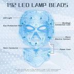 HXDZFX LED FACIAL LIGHT THERAPY MASK-Led Face Mask Light Therapy, 7 Led Light Therapy Facial Skin Care Mask - Blue & Red Light for Acne Photon Mask - Skin Care Mask for Face and Neck.White