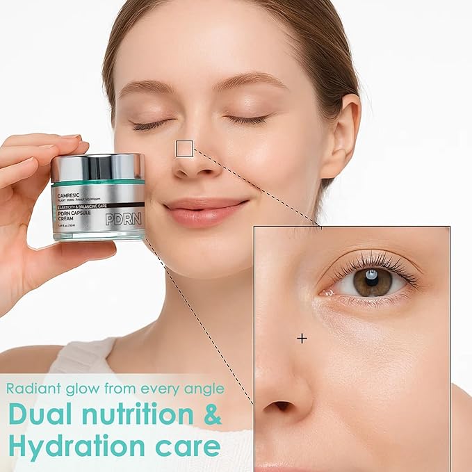 PDRN Capsule Cream Face Moisturizer with 100,000 ppm PDRN & Collagen, Lightweight Gel Hydrator for Skin Repair, Elasticity & Long-Lasting Moisture, 1.69 oz