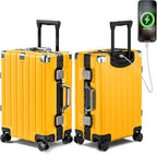 Krute Aluminum Frame Carry On Luggage 20 Inch Zipperless Luggages USB Charger by Krute