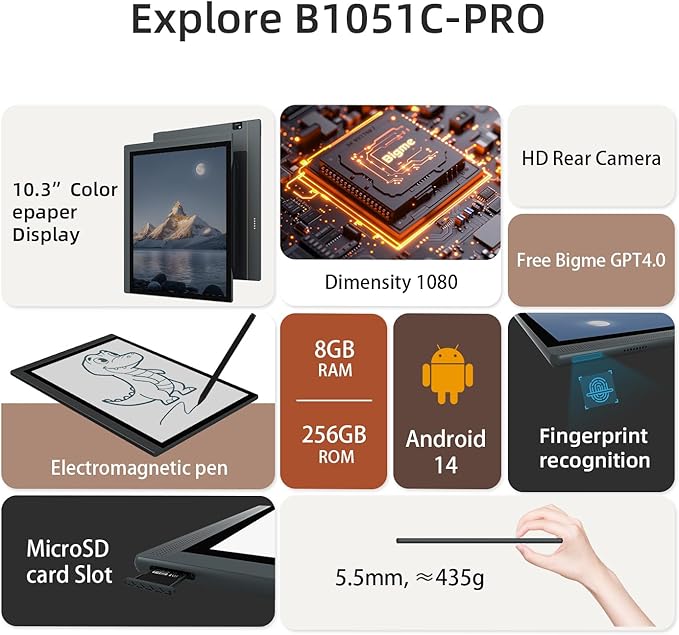 Bigme 10.3" Color E-Ink Read-Write Tablet, ePaper Note Taking Tablet at 5.5mm - Image 2