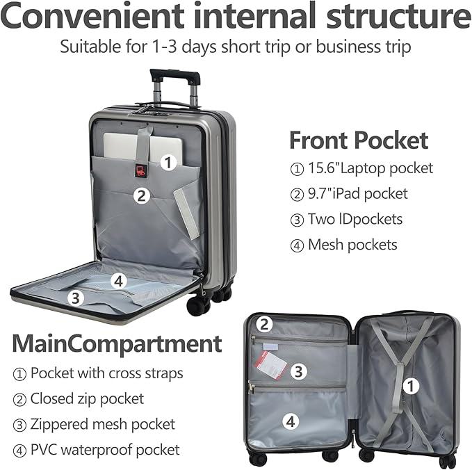 TydeCkare 20 Inch Carry On Luggage - Image 3