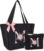 Vavabox Tote Bag, A-Z Initial Monogrammed Waterproof Tote Bag, Bridesmaid Gifts by Vavabox