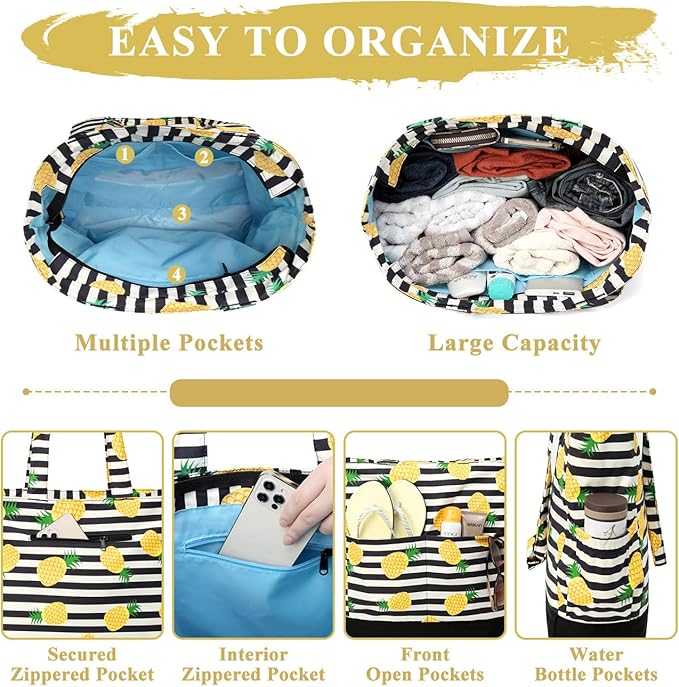 VASCHY Beach Bag for Women, Large Waterproof Sandproof Fold-able Packable Pool - Image 3