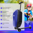 20" Scooter Suitcase for Kids, 2-in-1 Ride On Luggage - Image 7