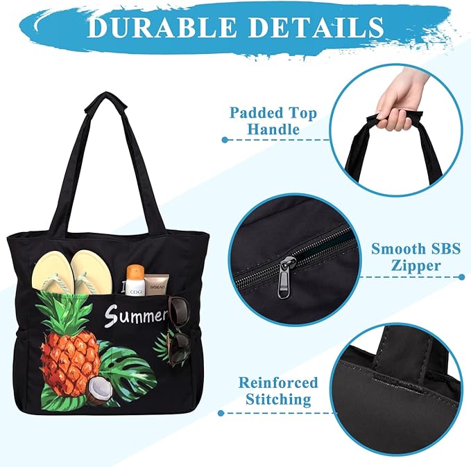VASCHY Beach Bag for Women, Large Waterproof Sandproof Fold-able Packable Pool - Image 4