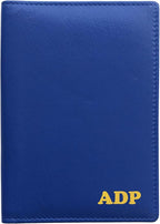 Personalized Monogrammed Cobalt Blue Leather RFID Passport Wallet by 123CheapChecks