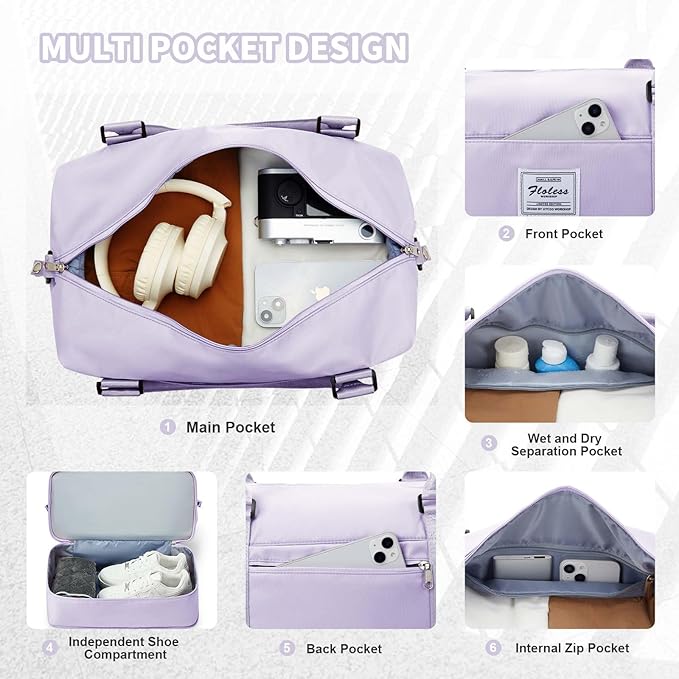 Travel Duffel Bag, Sports Tote Gym Bag, Shoulder Weekender Overnight Bag - Image 6