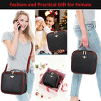 Travel Makeup Bag with Light Up Mirror, Portable Makeup Bag with Led Light Women Waterproof Makeup Travel Case adjustable dividers Rechargeable Vanity Mirror with 3 Color Lights (Black)