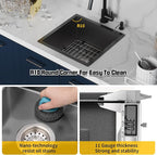 Small Black Kitchen Sink, 18x18 Inch Stainless Steel Undermount Drop In - Image 4