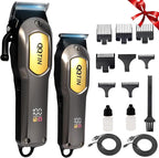 Hair Clippers for Men, Cordless & Corded Professional Clippers Set, 7500RPM Rechargeable Hair Cutting Kit with Precision Blades & Guide Combs, Ideal for Barbers & Home Use (Silver)
