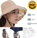 vidsel Womens Sun Hats Wide Brim Reversible Bucket Cotton Hat Packable Summer - Image 4